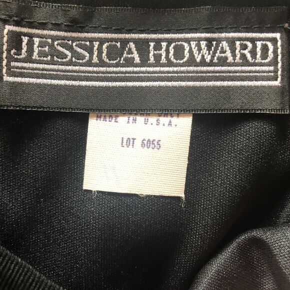 Vintage Jessica Howard Maxi Dress Black Stretch Ruched Jeweled Sheath Size 8 - Picture 5 of 12